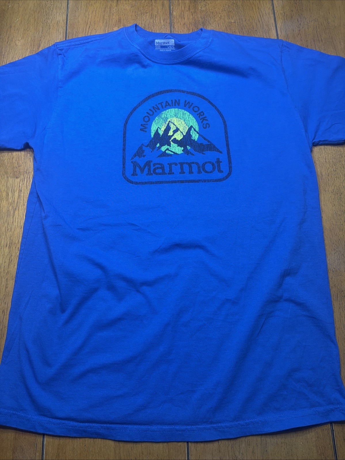 MARMOT ~ MOUNTAIN WORKS ~ Shirt Size: Mens Large ~ Organic Cotton ~ Royal Blue
