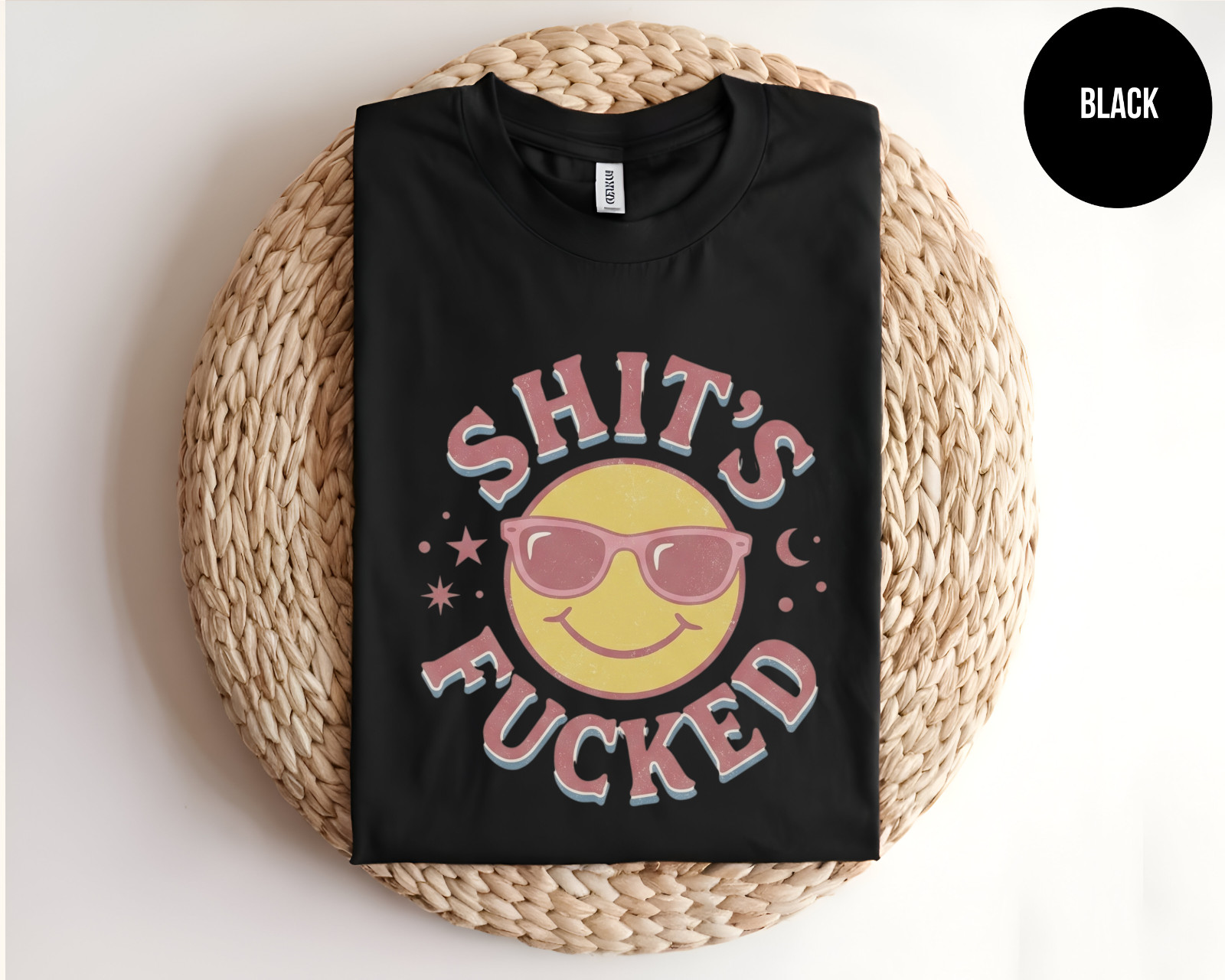 Funny Smiley Face T Shirt Sarcastic Graphic Tee Retro Aesthetic Top Adult Humor gallery
