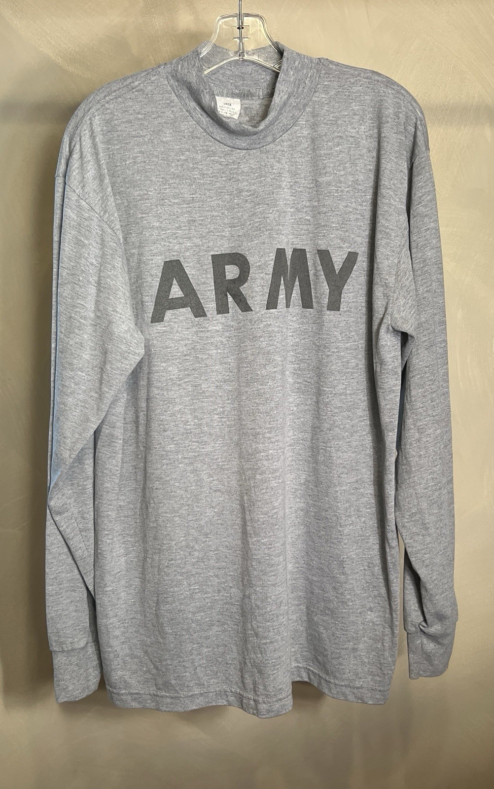 US Army Heather Grey Military Issue Physical Fitness IPFU Long Sleeve Shirt|Sz:L gallery