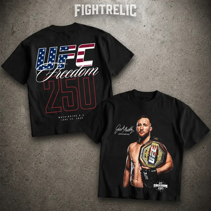 UFC 250 Years Freedom Justin Gaethje Black Men's Shirt UFC Champions Sports gallery