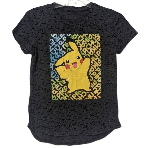 Pokemon Pikachu Distressed Graphic Tee Mesh Grey Vintage 90s Inspired Round S gallery
