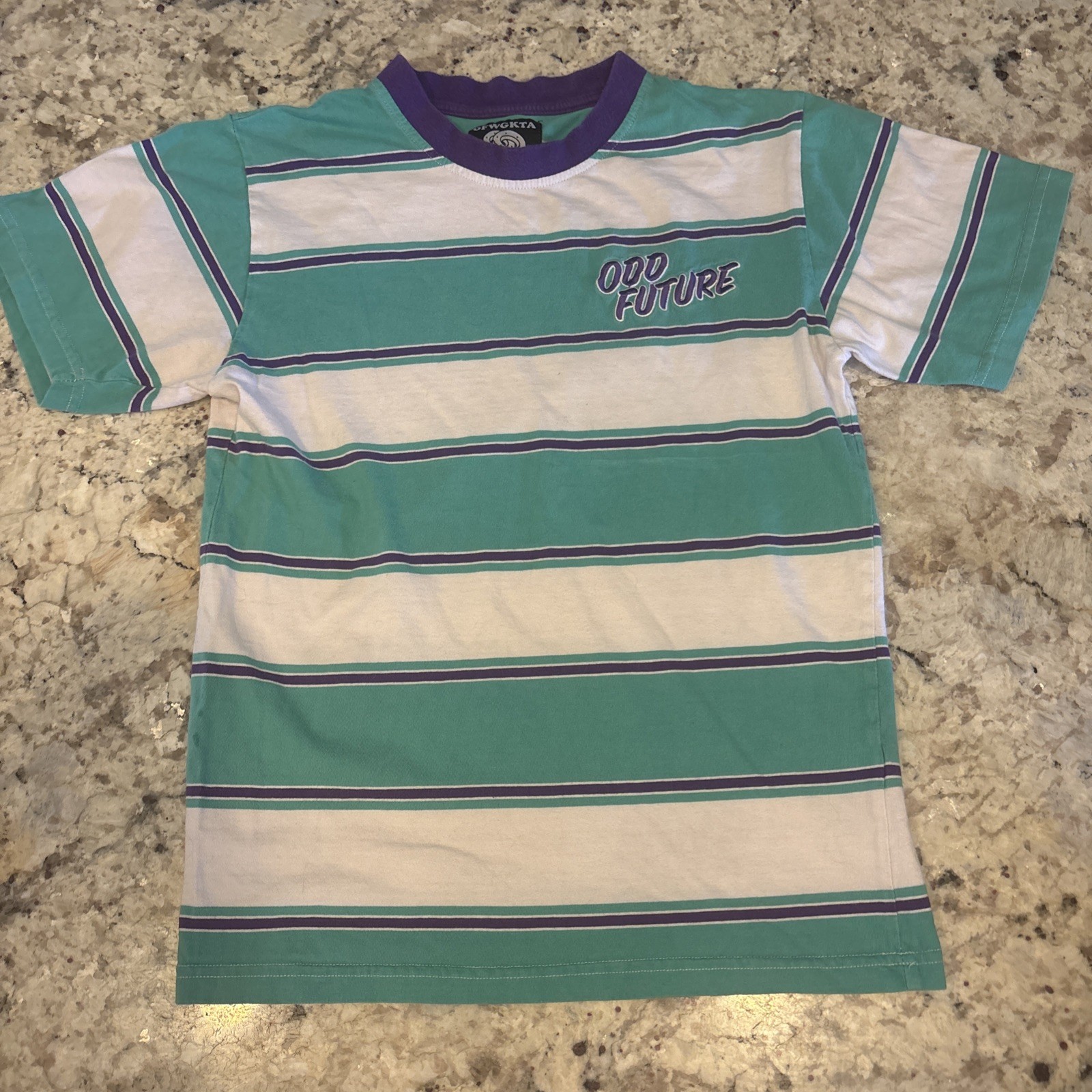 Odd Future OFWGKTA Teal Green Purple Striped T-Shirt OFWG Skate Mens Small