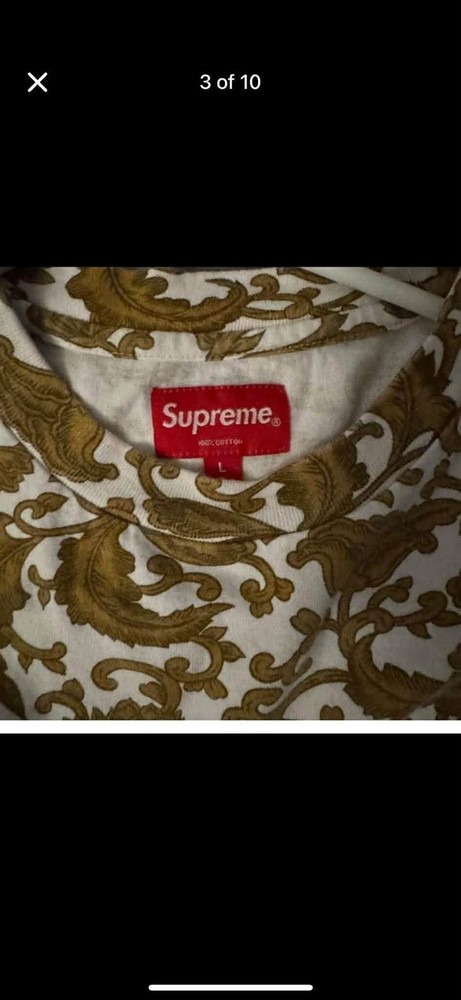 Supreme FW18 Baroque Long Sleeve Pocket Tee White/Gold