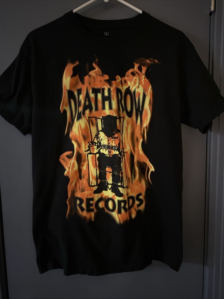 Death Row Records Black 🔥 Flames Fire T-shirt Men’s Adult Size Large Snoop Dogg