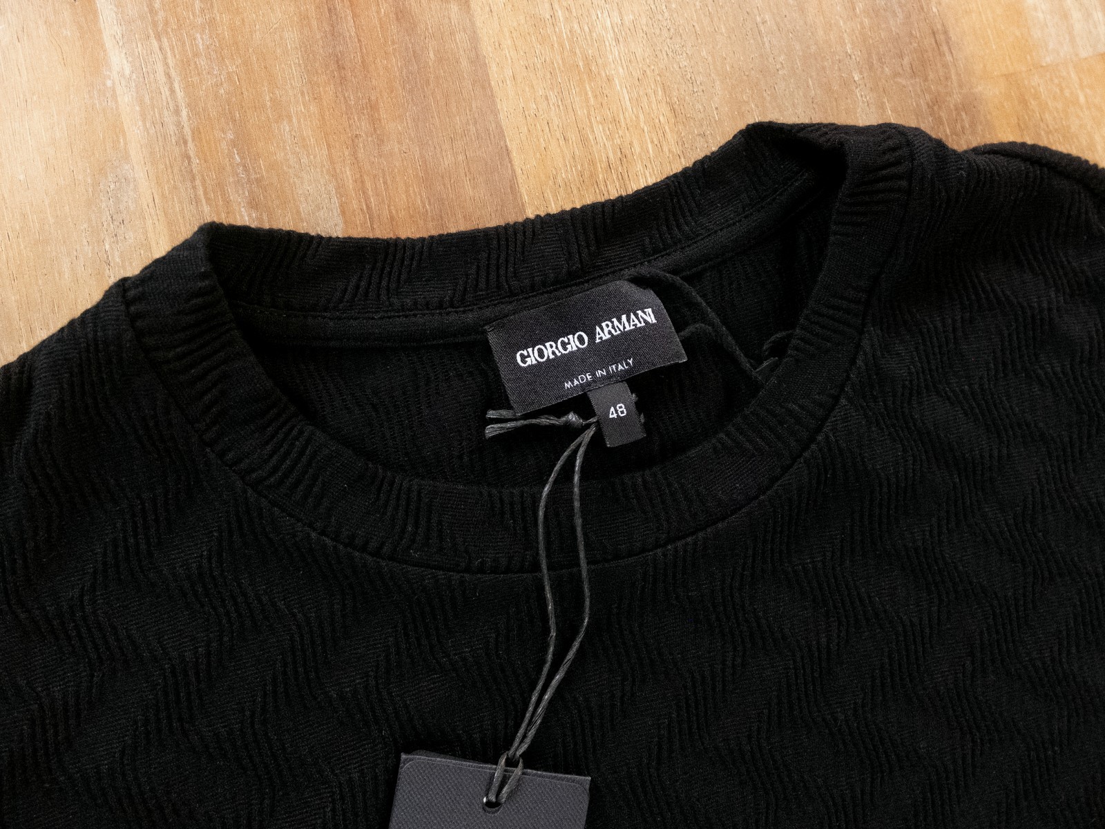 NO CUSTOMS TAX GIORGIO ARMANI mainline black zigzag pattern t-shirt Size Medium gallery