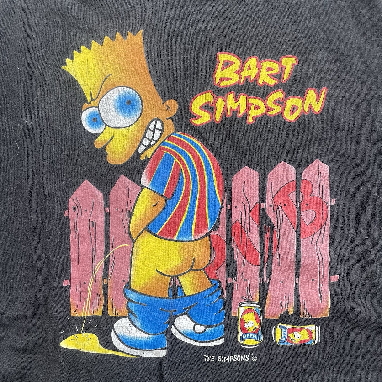 Vintage Bart Simpson Peeing Shirt Mens Size XL Black Pub T-Shirt The Simpsons gallery