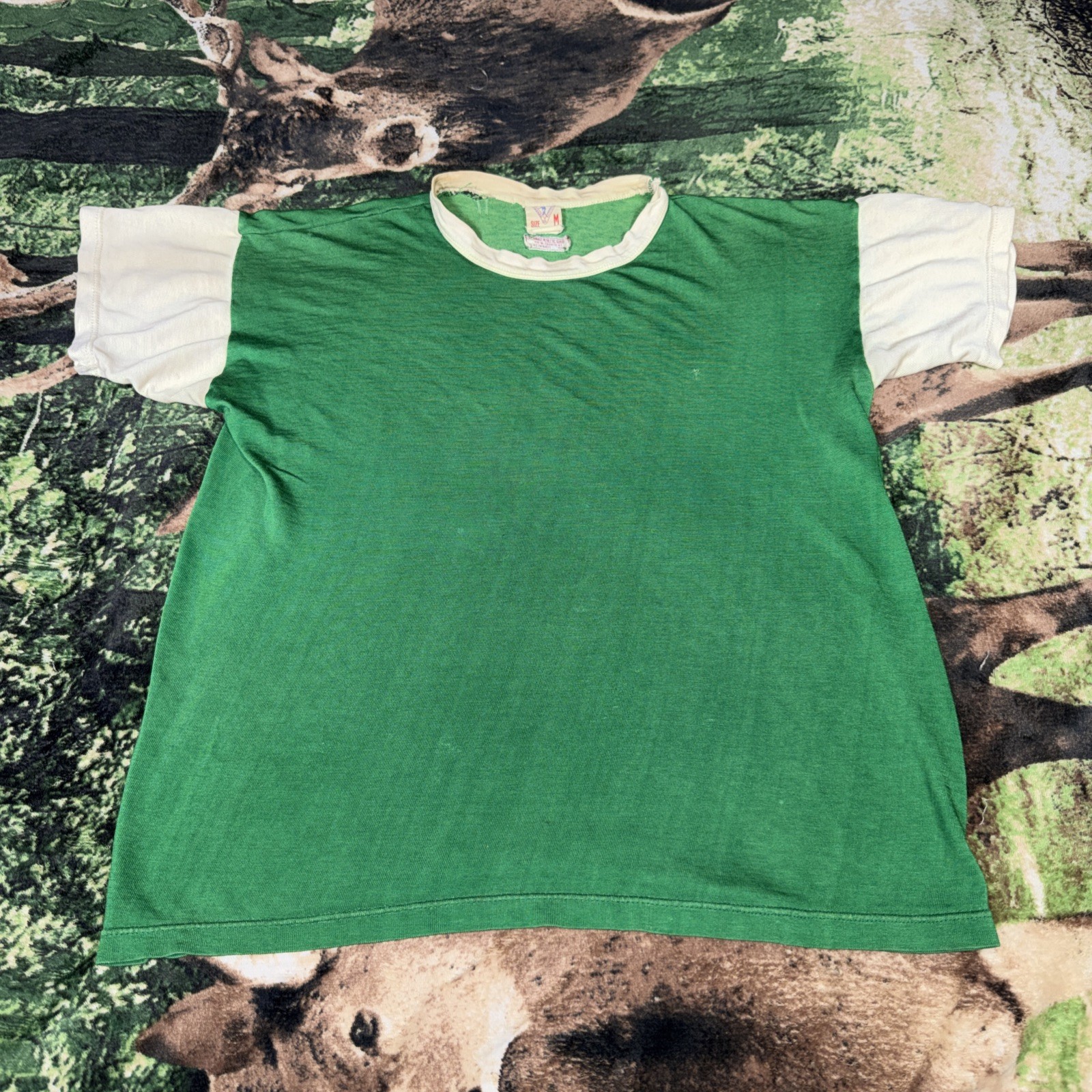Vintage 50s General Athletic Products Mens Medium Blank Green T-Shirt USA