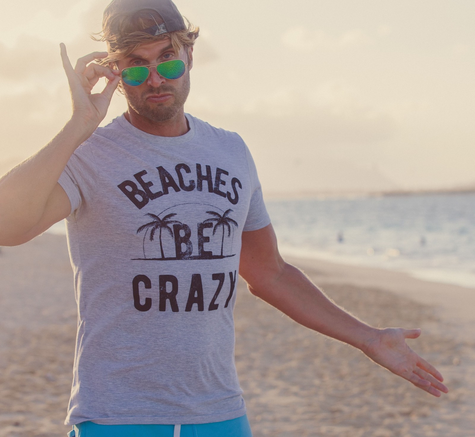 Mens Beaches Be Crazy T Shirt Funny Outdoor Summer Vacation Tee gallery