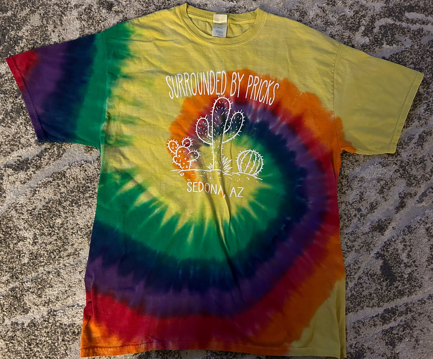 Classic Tie Dye Shirt Sedona AZ I’m Surrounded By Pricks Cactus L 28 x 20” gallery