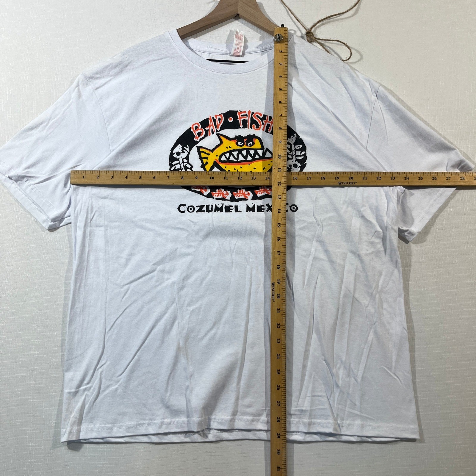 Cozumel Mexico Bad Fish T Shirt Euro Cotton XL Mens White Short Sleeve Graphic gallery
