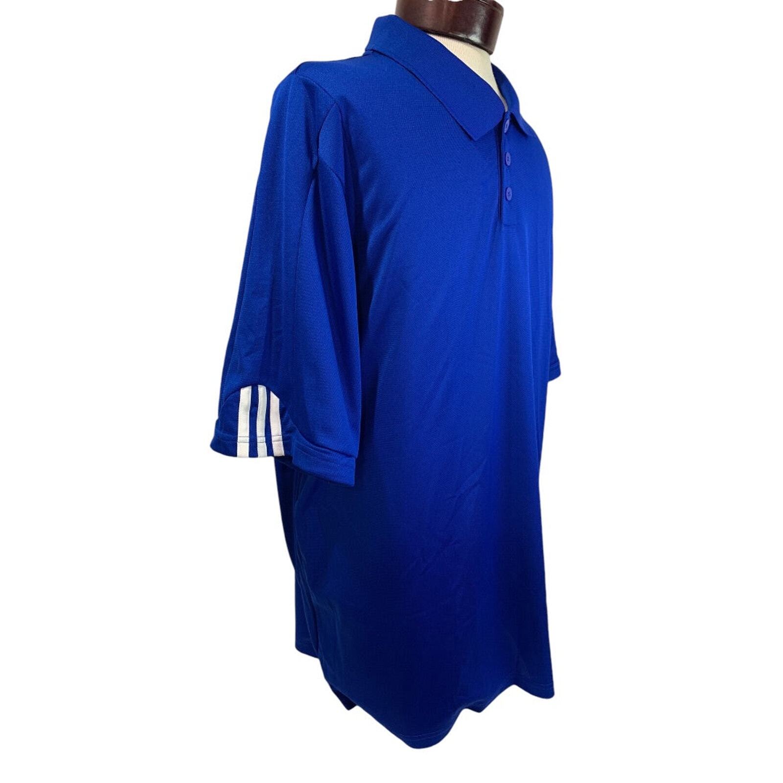 Large Adidas Golf Mens New Royal Blue Polo Shirt ClimaLite Striped Cuff P77778 gallery