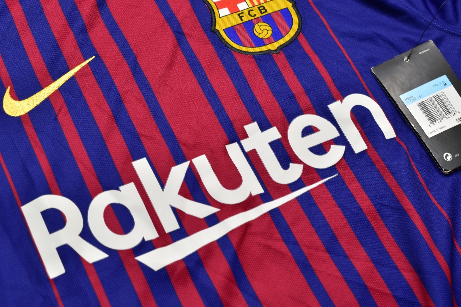 Nike FC Barcelona 2017-18 Home Soccer Jersey Rakuten Dri-Fit Men's Size M NEW gallery