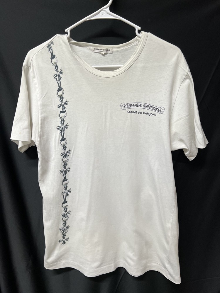 2007 chrome hearts x comme des garcons white t-shirt, preowned size medium