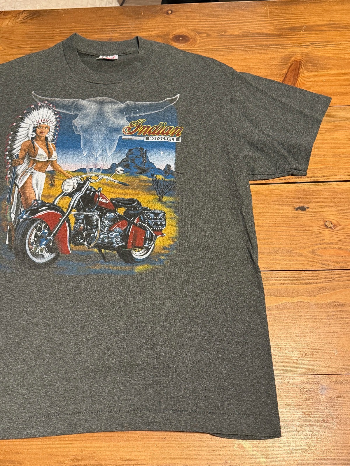 Vintage TeeJays Hef-T Indian Motorcycle Single Stitch T-Shirt Men's XL gallery
