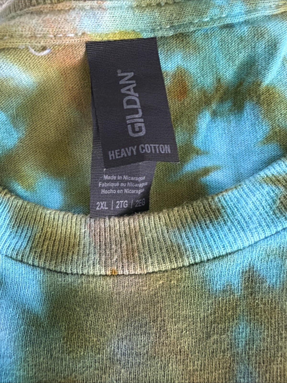 NEW Gildan Men’s Blue Green Brown Spiral Ice Tie Dye Short Sleeve Shirt 2XL XXL gallery