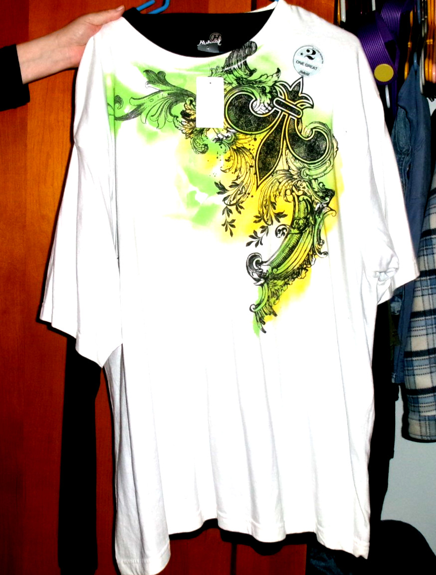 CLASSIC Hybrid ART WORK TWO IN ONE Shirt Size 2 XL WHITE BLACK NWT gallery
