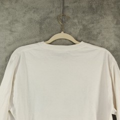 RUSSEL Men’s Long Sleeve T-shirt MEDIUM White Casual Printed 100% Cotton