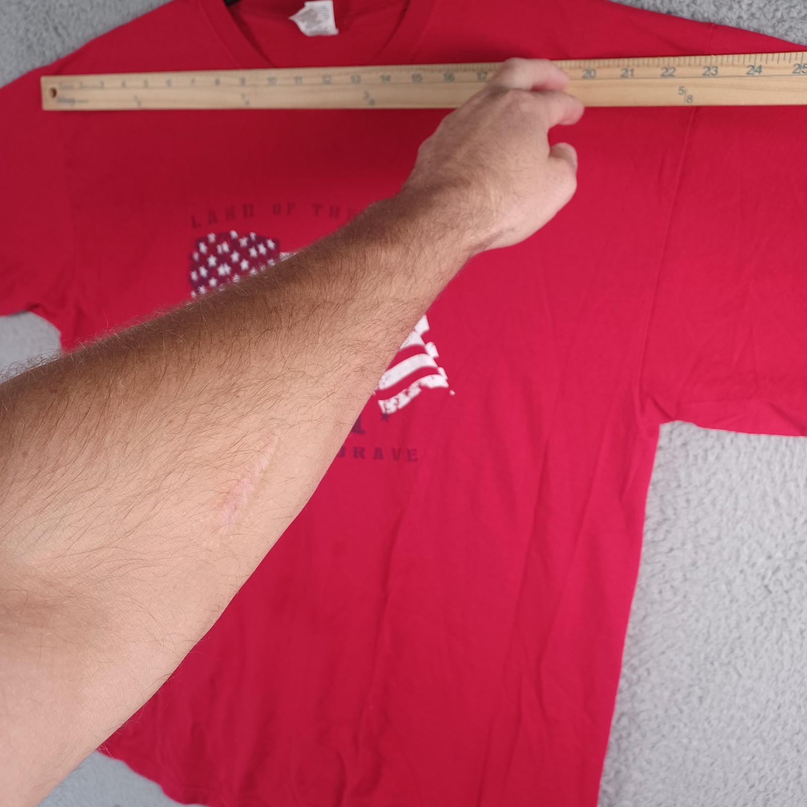 American Flag USA Land Of The Free Home Of The Brave Mens Red T-Shirt Size XL gallery