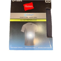 3 Pack Hanes Tagless T-Shirts Lightweight Stretch 3XL (54-56”)Gray Black (XQ)