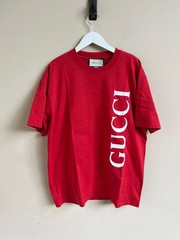 Gucci Oversized Vertical Logo Tee in Red BNWT S