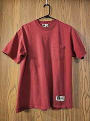 VTG 90s Russell Athletic Pro Cotton Pocket Blank T-Shirt Medium Boxy Faded Red