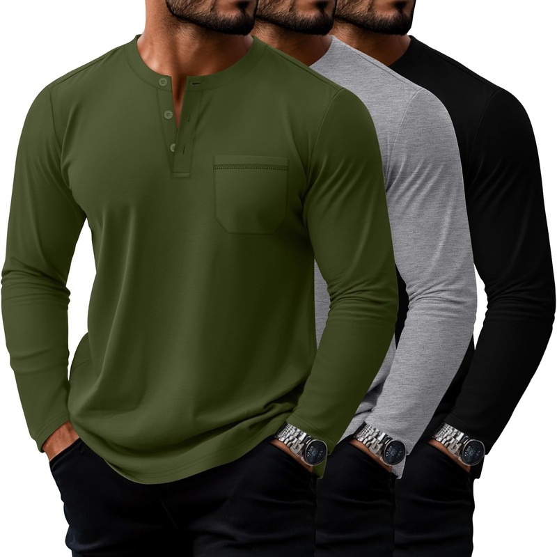 Riyiper 3 Pack Men’s Big and Tall 4X-Large, Black, Light Gray, Army Green