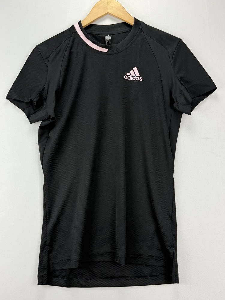 Adidas Aeroready Parley Ocean Plastic Shirt Womens Small Black Pink Athletic Tee