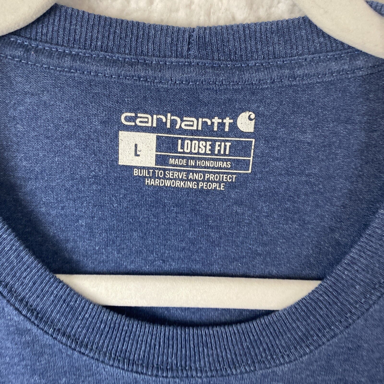 Carhartt T-Shirt Men L Blue Loose Fit Heavy Short Sleeve Work Spellout TK0195-M gallery