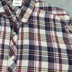 Murano Shirt Men L Plaid Multicolor Linen Button Front Baird McNutt Casual