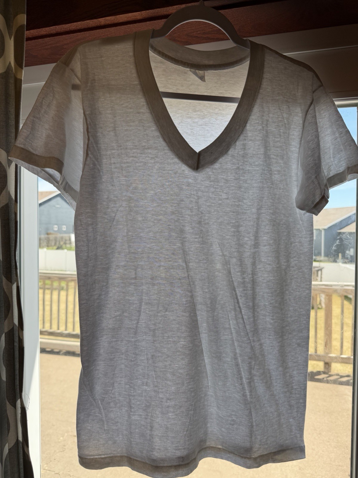 Vtg JC Penney Paper Thin T-Shirt Burnout Work Distressed V Neck 70s 80s Mens S/M
