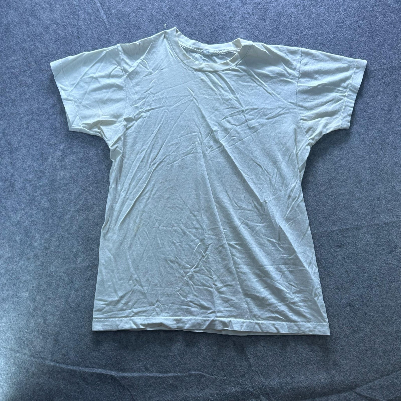 Shirt Mens M White Solid Crewneck Cotton Jersey Lightweight Tee Paper Thin SS