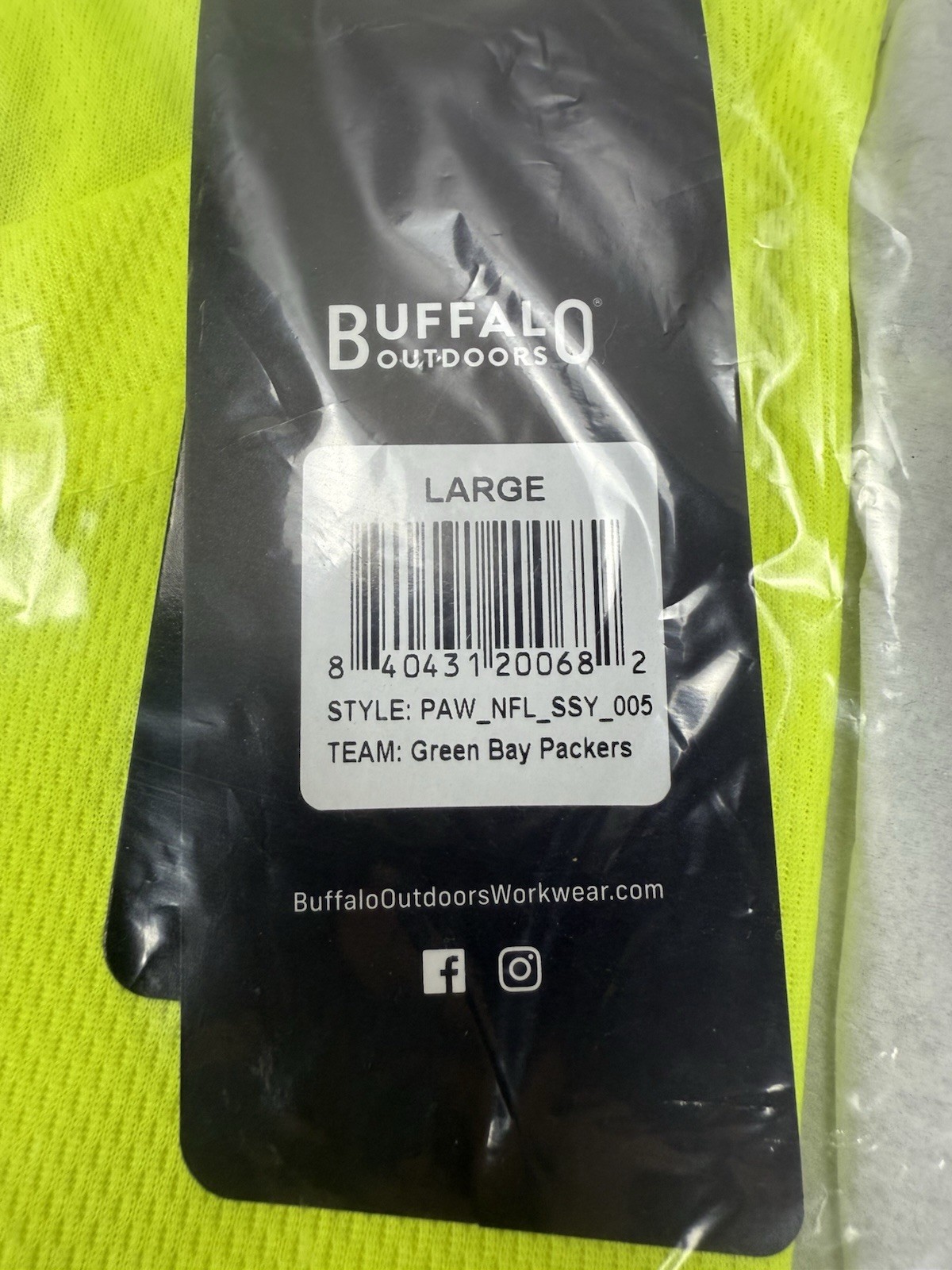 Green Bay Packers Hi Vis Safety Shirt ANSI Class 2 Buffalo Outdoors Large NWT gallery