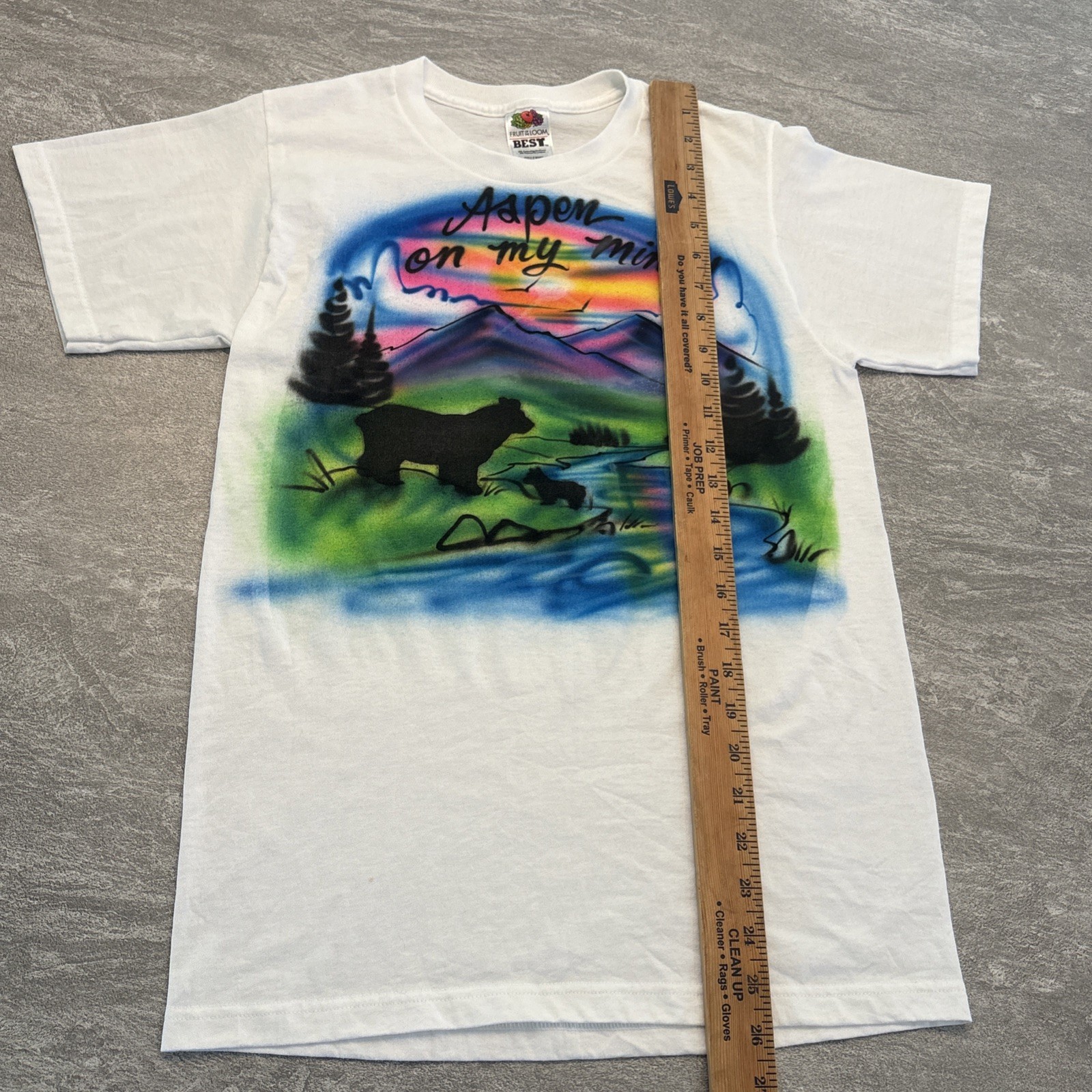 Vintage 90s Airbrush Aspen Colorado Mountain Bear Nature Shirt Large White Art gallery