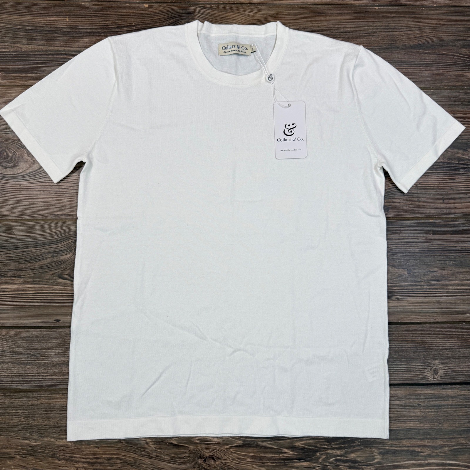 Collars & Co Mens Size Large Maranello Mid-Weight Cotton & Silk Tee White NEW gallery