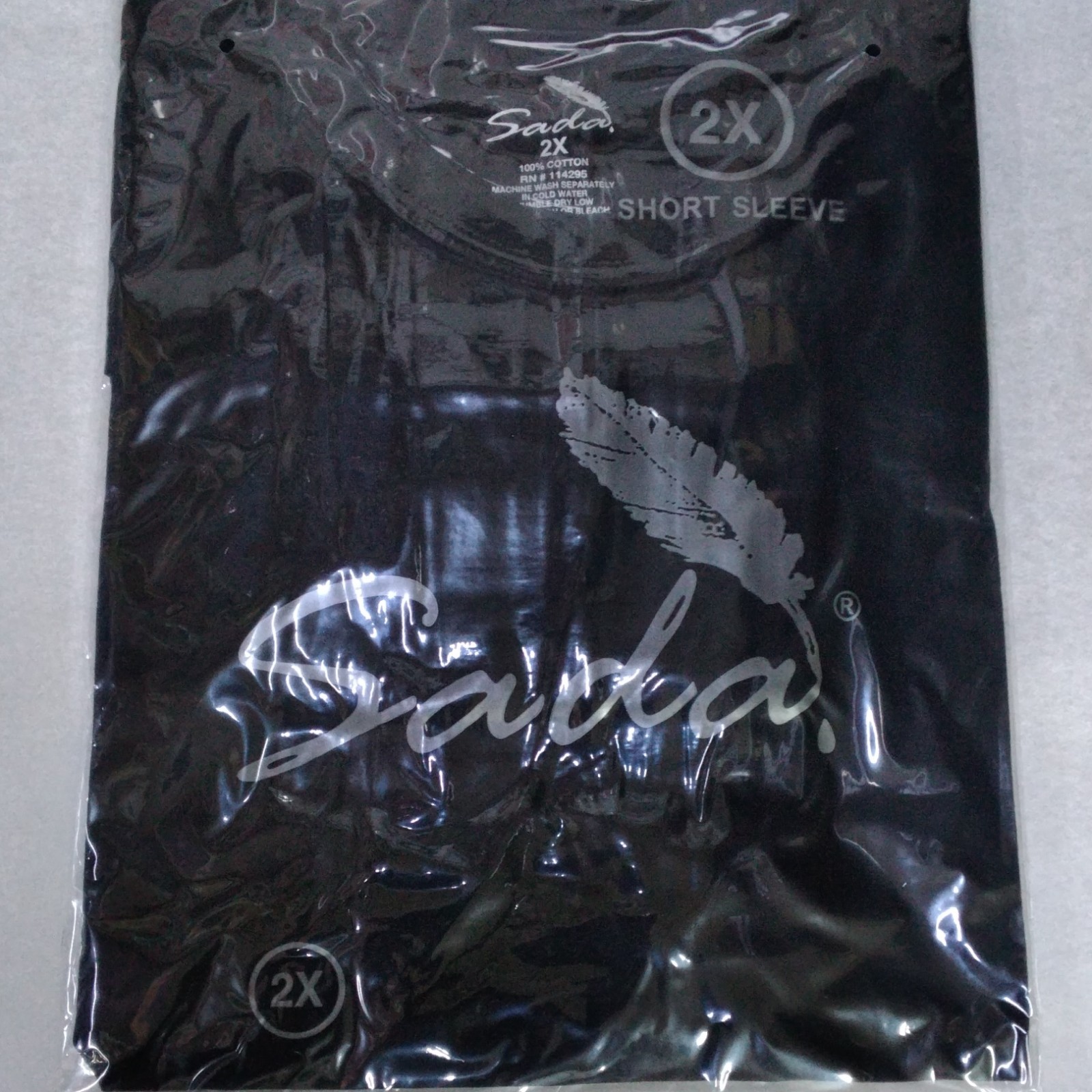 Sada Men’s Black 2X Cotton Knit Logo T-Shirt Short Sleeve Crew Neck
