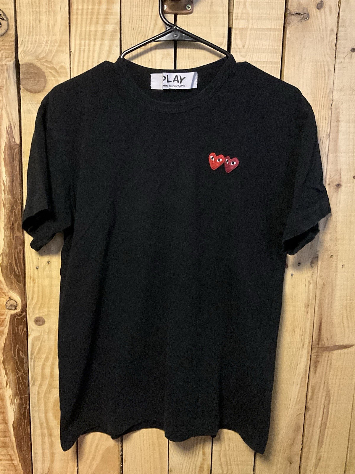 Comme des Garçons Play Twins Heart T-Shirt Rare Black Men’s Large Tee Garcons