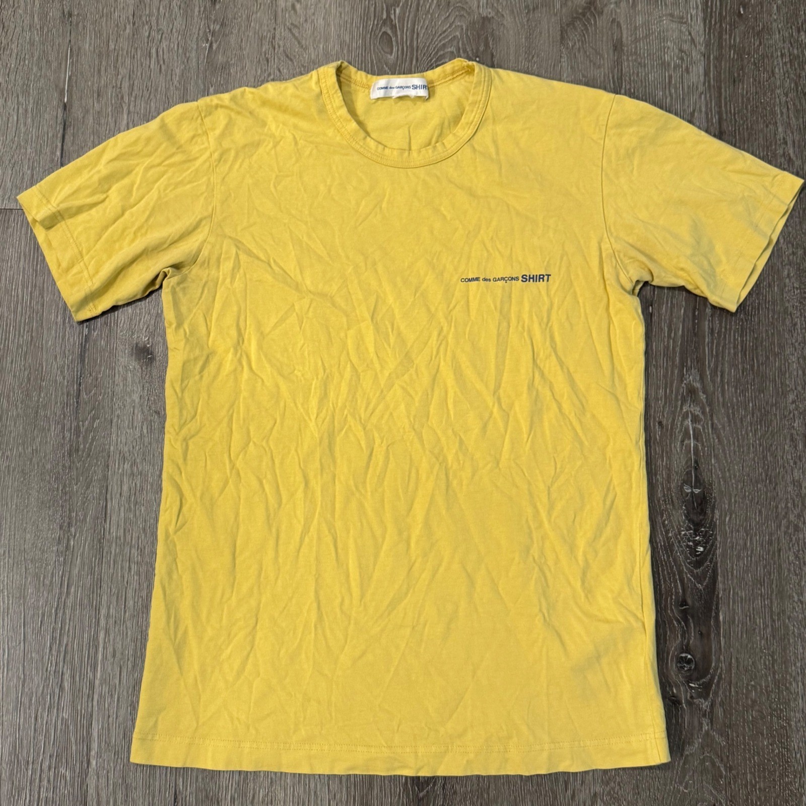 Comme des Garcons T-Shirt Men M Yellow SHIRT Logo Crew Neck Cotton Turkey