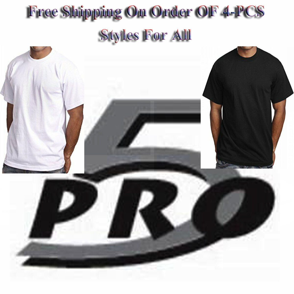 Men's Pro-5 Short Sleeve T-Shirt 100% Cotton- (4-PCS) gallery