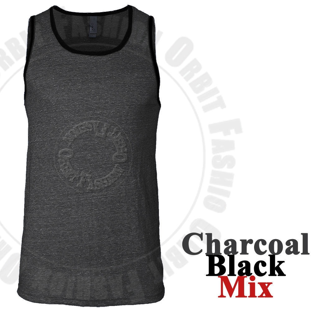 Tank Top T Shirts Muscle Sleeveless Plain Slim Fit Crew Neck Tri Blend Tee Men's gallery