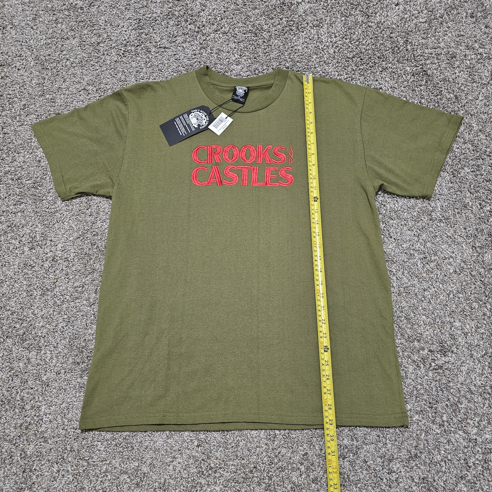 Crooks & Castles Mens L Moneybag Drop Shoulder Tee ShortSleeve T-Shirt Olive NWT gallery