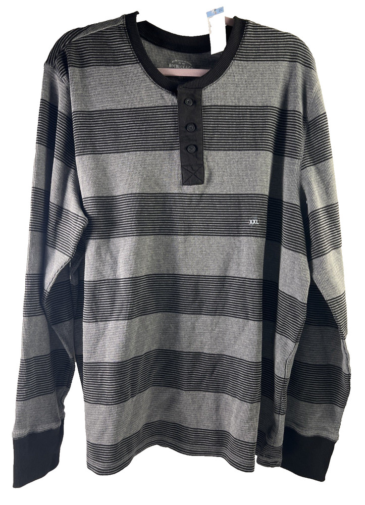 Sears/Roebuck and Co. NOS Striped Henley Smokey Grey Heather Size XXL