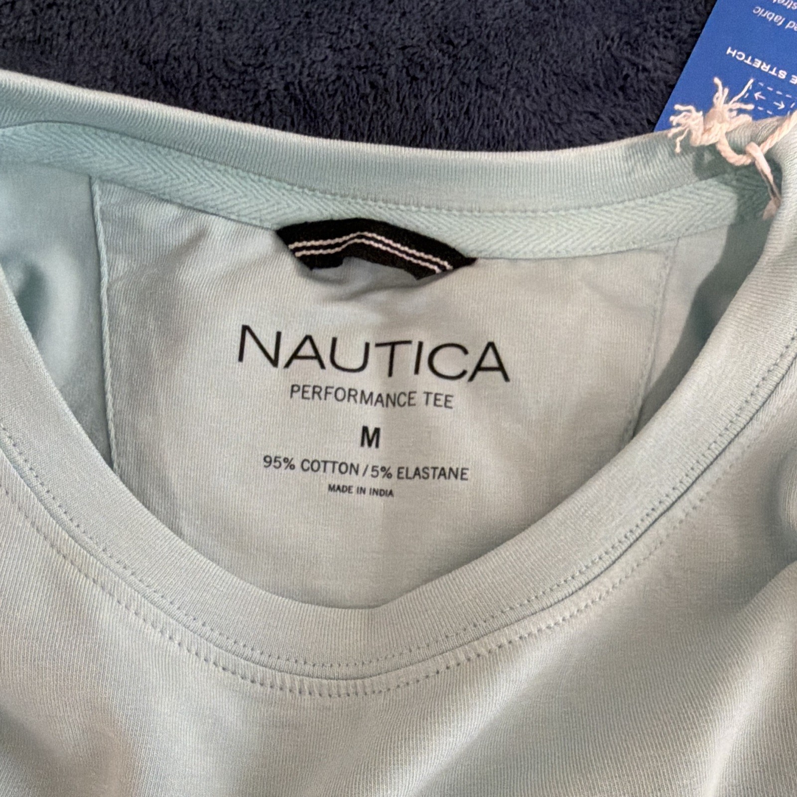 Nautica Performance Tee Men's Logo T-Shirt Size M Light Blue Crew Neck Stretch gallery