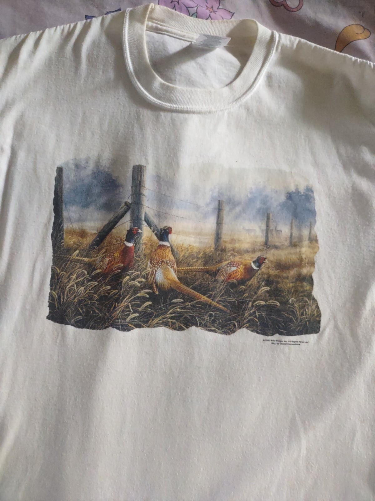 VTG Wild Wings JERZEES Heavyweight Blend T Shirt Pheasants Medium