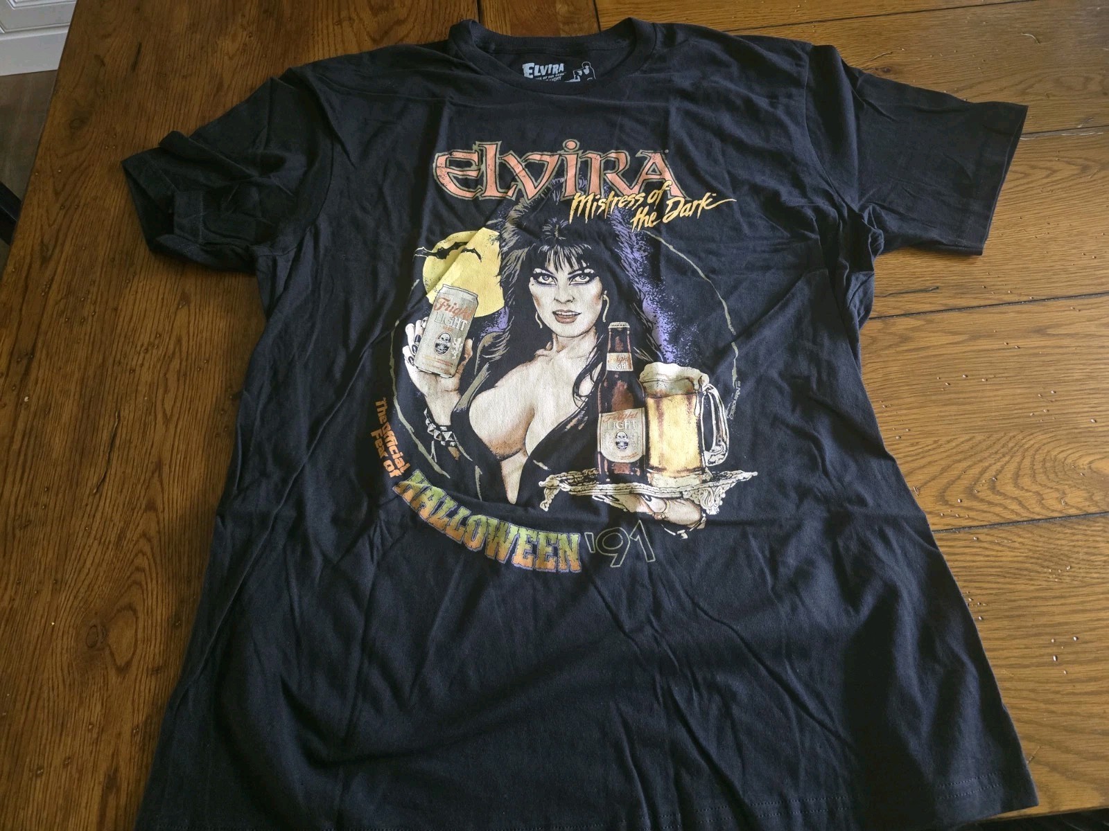 NWOT Official ELVIRA Mistress Of The Dark LIGHT BEER Black SHIRT Fright Rags XL gallery