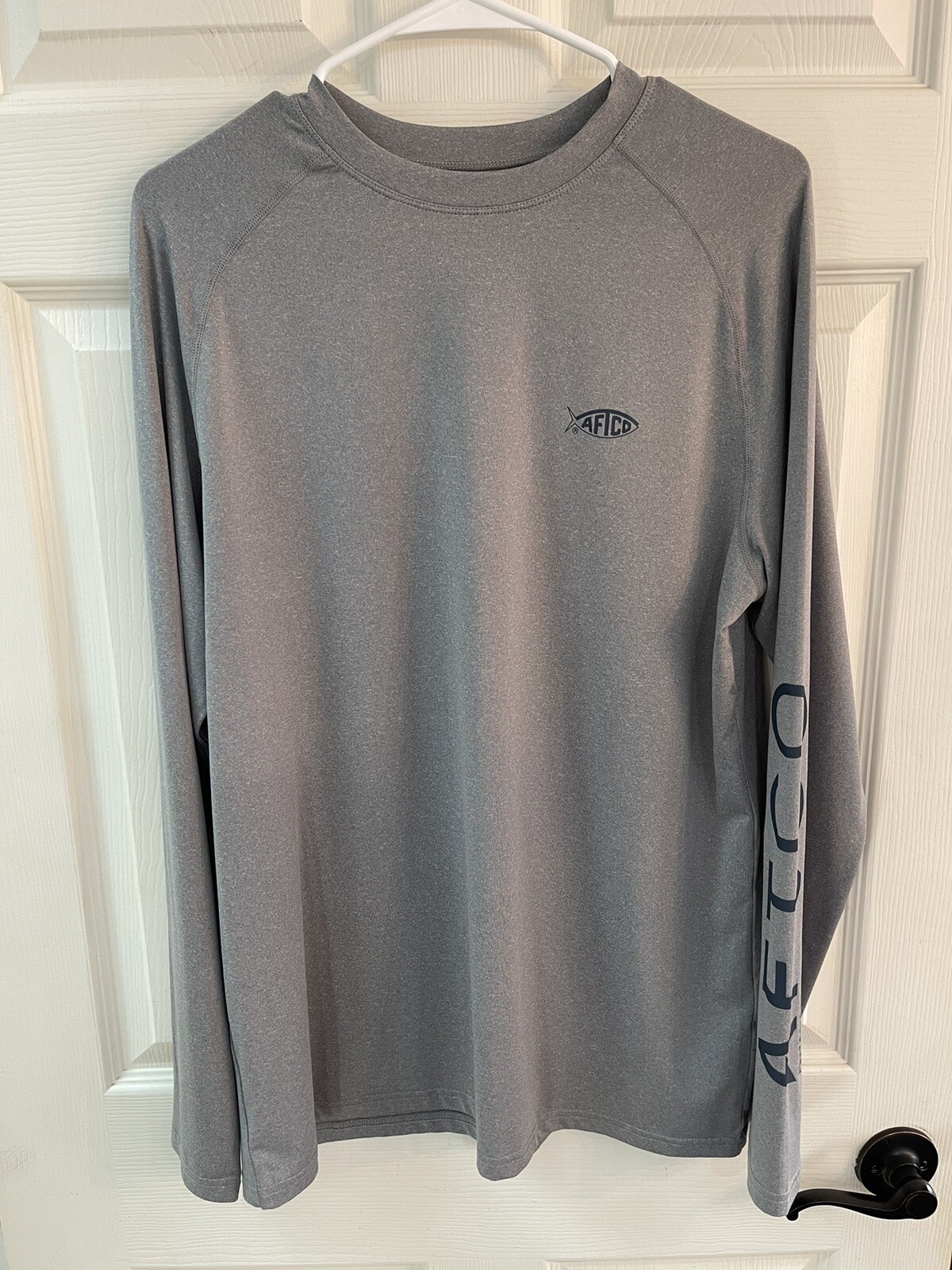 AFTCO Aftech Mens Medium Geaux Fly Long Sleeve Fishing Shirt Gray Breathable gallery