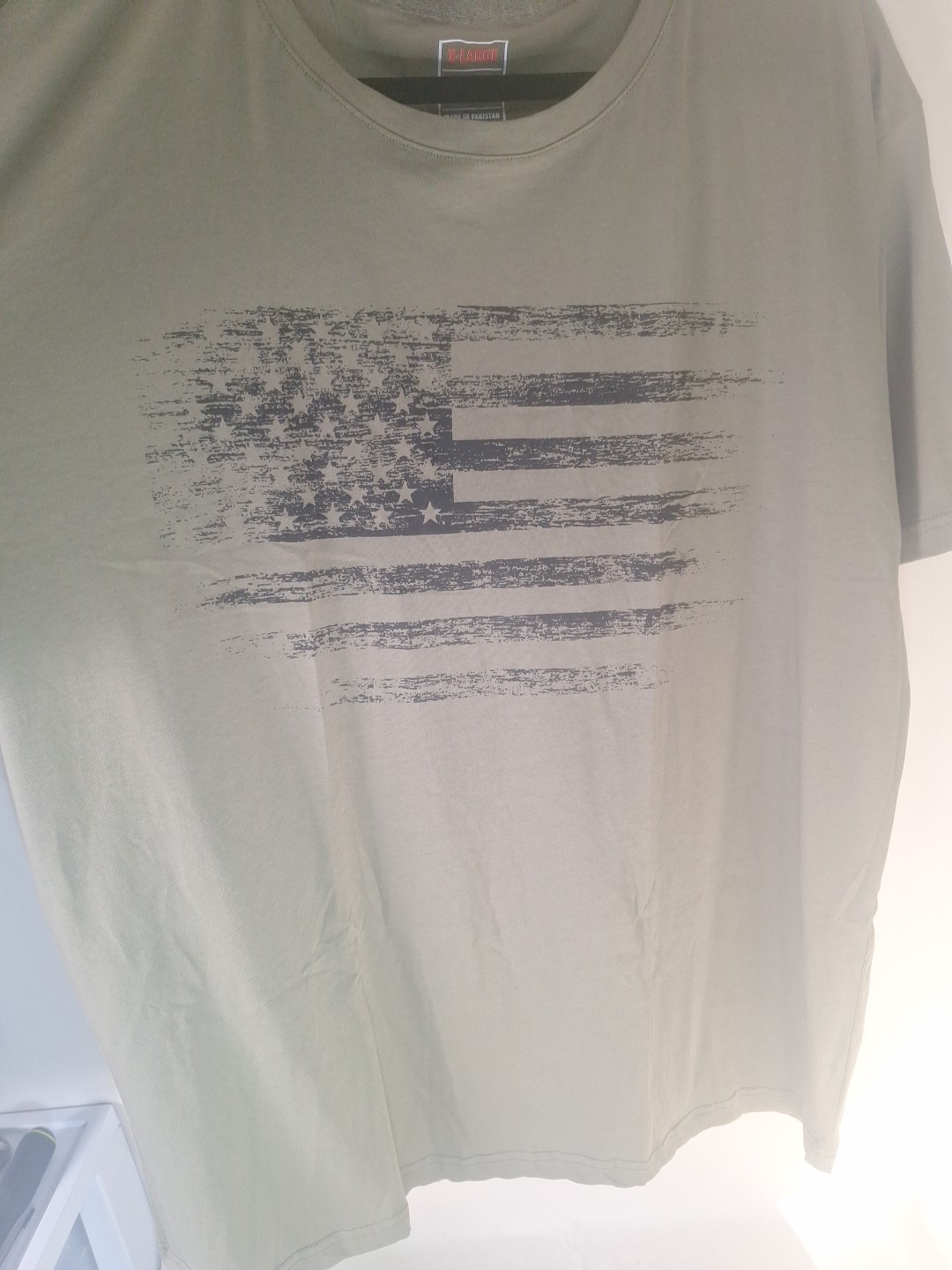 USA Distressed Flag Men's T Shirt Patriotic American Tee XL New Army Green gallery