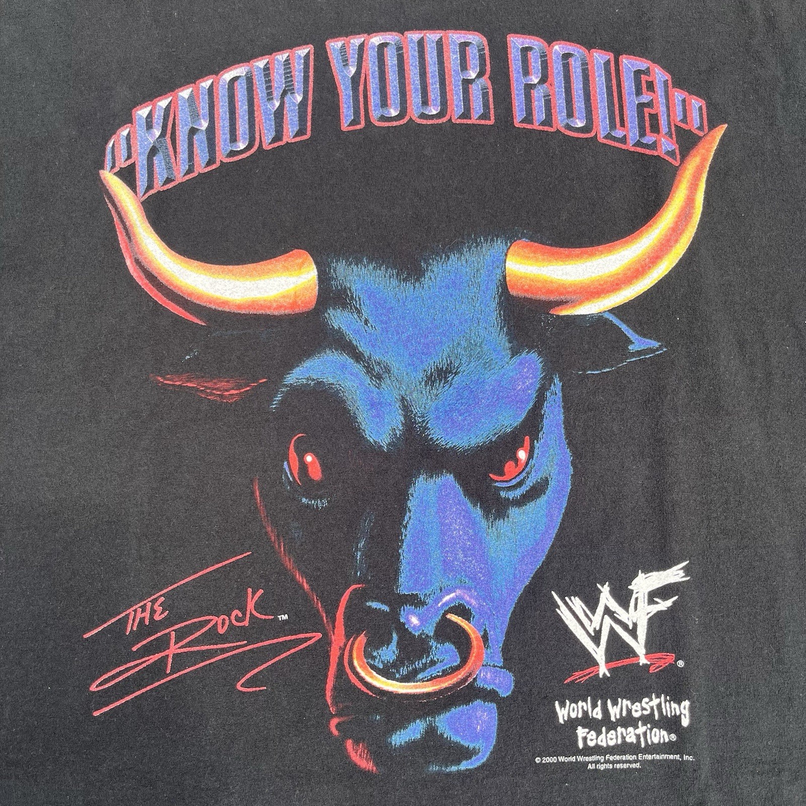 Vintage 2000 WWF The Rock Know Your Role Rap Tee Shirt Mens Size 2XL gallery