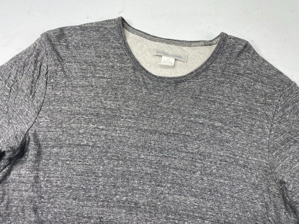 Outerknown Slub T-Shirt Men Large Gray Organic Cotton Double Cloth Lined Thermal