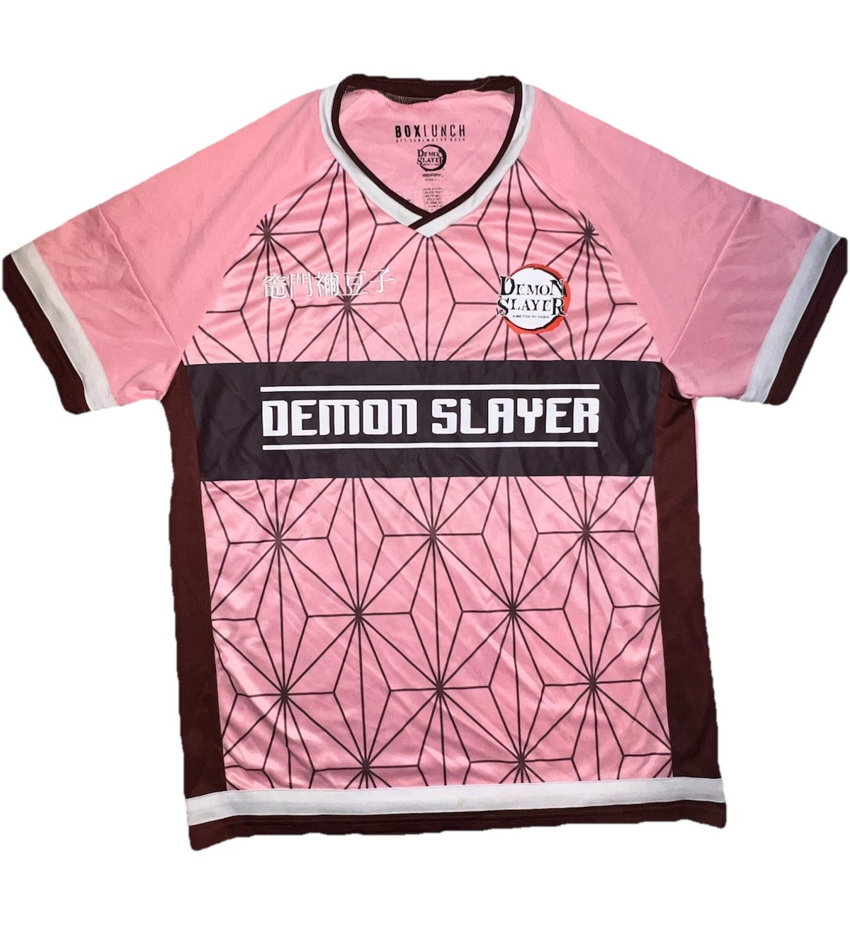 BoxLunch Demon Slayer Nezuko Soccer Jersey Pink Anime Shirt Mens Size Medium gallery