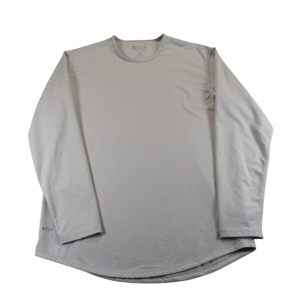 BYLT Mens Performance Shirt XL Light Gray Long Sleeve Performance Crew Stretch gallery